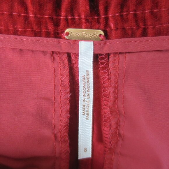Free People Walk With You Velvet Flare Trouser in Cherry Juice Red Size 8 - Picture 10 of 11